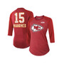 Women's Threads Patrick Mahomes Red Kansas City Chiefs Super Bowl LVII Name and Number Raglan 3/4 Sleeve T-shirt