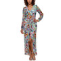 Women's Floral-Print Blouson-Sleeve High-Low Maxi Dress