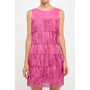 Women's Tiered Suede Fringe Mini Dress