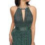 Women's Metallic Beaded Halter-Neck Gown