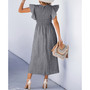 Women's Pinstriped Smocked Beach Dress