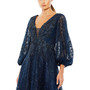 Women's Embellished Plunge Neck Bishop Sleeve Dress