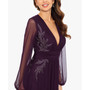 Women's V-Neck Embroidered Chiffon Gown