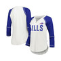 Women's White, Royal Buffalo Bills Rebel Raglan Three-Quarter Sleeve Lace-Up V-Neck T-shirt