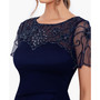 Women's Sequined Mesh-Sleeve Sheath Dress