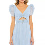 Women's Ruffle Tiered Metallic Ruched Shoulder Dress