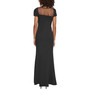 Women's Short-Sleeve Asymmetrical-Neck Mesh Gown