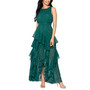 Women's Clip-Dot Tiered Ruffled Gown