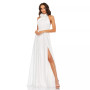 Women's Soft Tie Halter Neck High Slit Gown