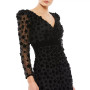 Women's Embellished V Neck Illusion Long Sleeve Column Midi