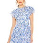 Women's High Neck Ruffle Cap Sleeve Floral Dress