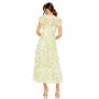 Women's High Neck Ruffle Cap Sleeve Floral Dress