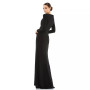Women's Faux Wrap Long Sleeve Gown w/ Applique Detail