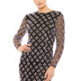 Women's Long Sleeve Embellished High Neck Column Gown