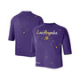 Women's Purple Los Angeles Lakers Courtside Splatter Cropped T-shirt