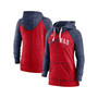 Women's Heathered Red and Heathered Navy Los Angeles Angels Split Wordmark Gym Vintage-Like Raglan Slub Full-Zip Hoodie