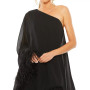 Women's One Shoulder Trapeze Dress with Feather Trim