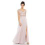 Women's Embellished Cap Sleeve Bodice Flowy Gown