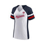 Women's White, Navy Washington Nationals Plus Size Notch Neck T-shirt