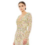 Women's Floral Embellished Faux Wrap Trumpet Gown