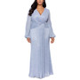 Plus Size Metallic V-Neck Twist-Front Gown