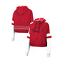 Women's Cardinal Arkansas Razorbacks Throwback Stripe Arch Logo Cropped Pullover Hoodie
