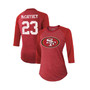 Women's Threads Christian McCaffrey Scarlet San Francisco 49ers Name and Number Tri-Blend Raglan 3/4 Sleeve T-shirt