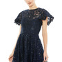 Women's Embroidered High Neck Cap Sleeve A Line Gown