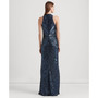 Women's Beaded Sequined Twist-Front Halter Gown