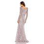 Women's Embroidered Applique Shoulder Detail Trumpet Gown
