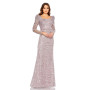 Women's Embroidered Applique Shoulder Detail Trumpet Gown