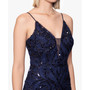 Women's Sequined Spaghetti-Strap Illusion-Neck Gown
