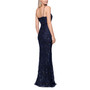 Women's Sequined Spaghetti-Strap Illusion-Neck Gown