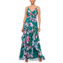 Women's Floral-Print Ruffled Chiffon Gown