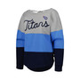 Women's Heathered Gray, Navy Tennessee Titans Outfield Deep V-Back Pullover Sweatshirt