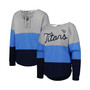 Women's Heathered Gray, Navy Tennessee Titans Outfield Deep V-Back Pullover Sweatshirt