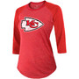 Women's Patrick Mahomes Red Kansas City Chiefs Player Name Number Raglan Tri-Blend 3/4 Sleeve T-shirt