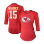Women's Patrick Mahomes Red Kansas City Chiefs Player Name Number Raglan Tri-Blend 3/4 Sleeve T-shirt