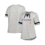 Women's Heather Gray Minnesota Vikings Plus Size Lace-Up V-Neck T-shirt