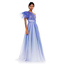 Women's Glitter Ombre Ruffled One Shoulder Ballgown