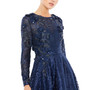 Women's Embellished Illusion Long Sleeve A Line Gown