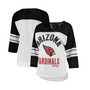 Women's White, Black Arizona Cardinals First Team Three-Quarter Sleeve Mesh T-shirt