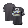 Women's Branded Heather Charcoal Los Angeles Chargers Plus Size Lace-Up V-Neck T-shirt