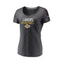 Women's Charcoal Los Angeles Lakers Double-Fade Space-Dye V-Neck T-shirt
