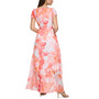 Women's Floral-Print Flutter-Sleeve Wrap Gown