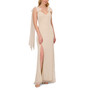 Women's Beaded Shoulder-Bow V-Neck Gown