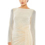 Women's Ieena Sequined Ruched Long Sleeve Boat Neck Gown