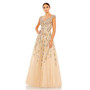Embellished Cap Sleeve Cutout Back Gown