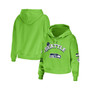 Women's Neon Green Seattle Seahawks Modest Cropped Pullover Hoodie