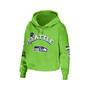 Women's Neon Green Seattle Seahawks Modest Cropped Pullover Hoodie